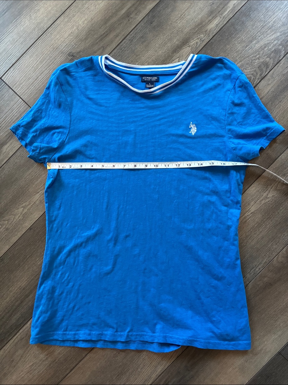 U.S. Polo Assn. Bright Blue Short Sleeve Crew Neck Tee with White Trim